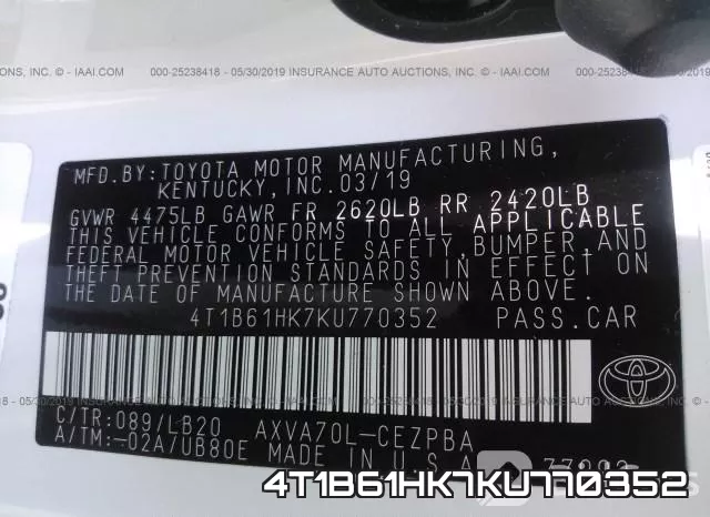 4T1B61HK7KU770352 фото 10