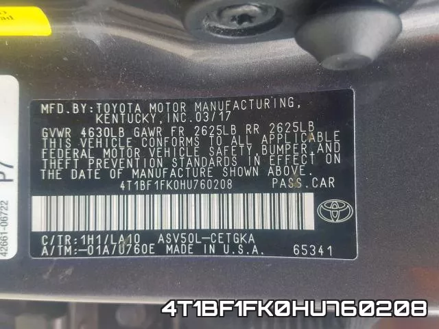 4T1BF1FK0HU760208 фото 2