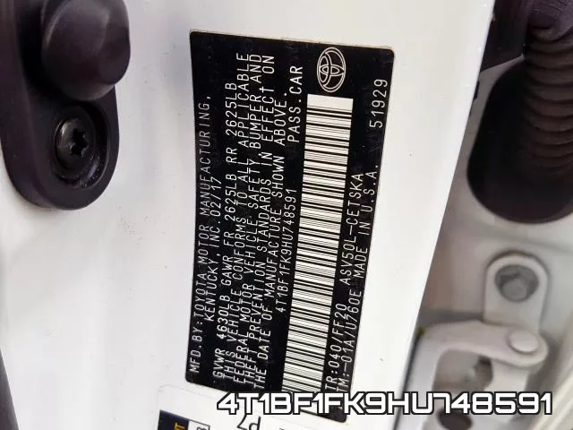 4T1BF1FK9HU748591 фото 2