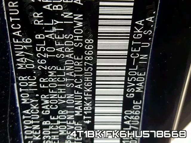 4T1BK1FK6HU578668 фото 2