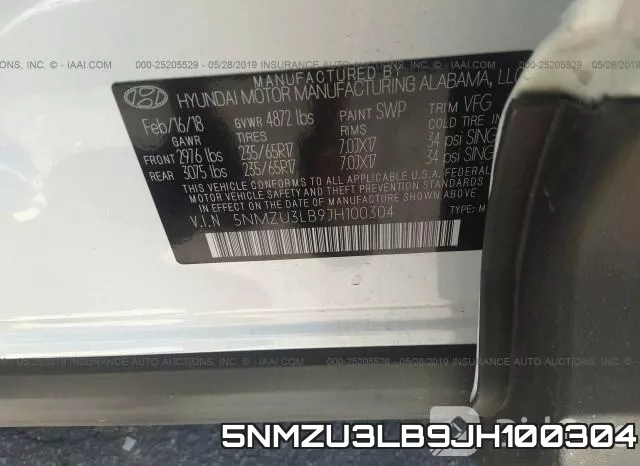 5NMZU3LB9JH100304 фото 9