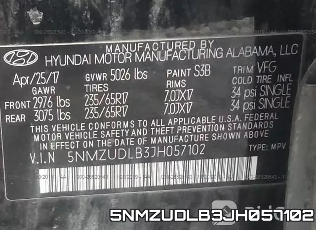 5NMZUDLB3JH057102 фото 10
