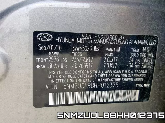 5NMZUDLB8HH012375 фото 2