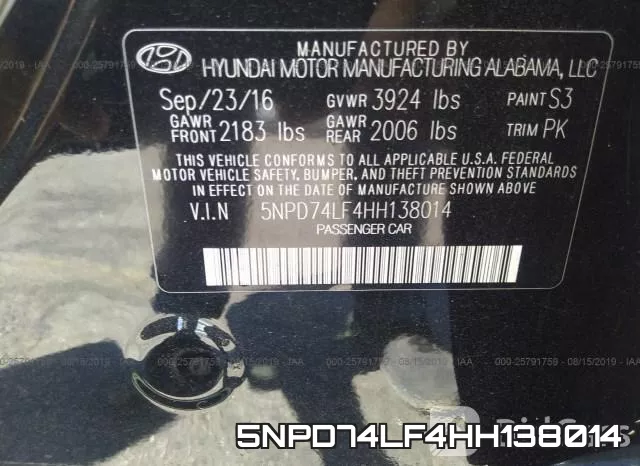 5NPD74LF4HH138014 фото 10