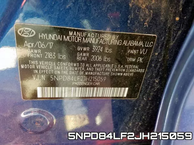 5NPD84LF2JH215059 фото 2