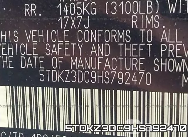 5TDKZ3DC9HS792470 фото 8