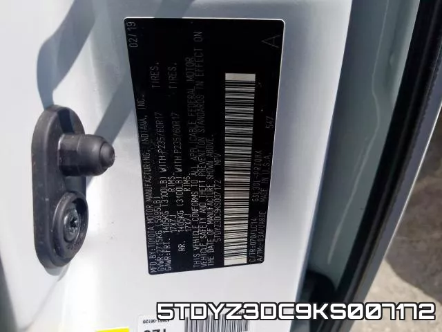 5TDYZ3DC9KS007172 фото 2