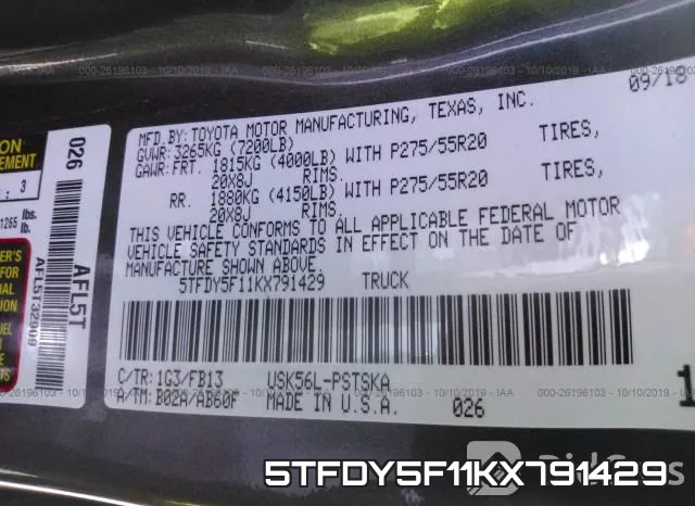 5TFDY5F11KX791429 фото 9
