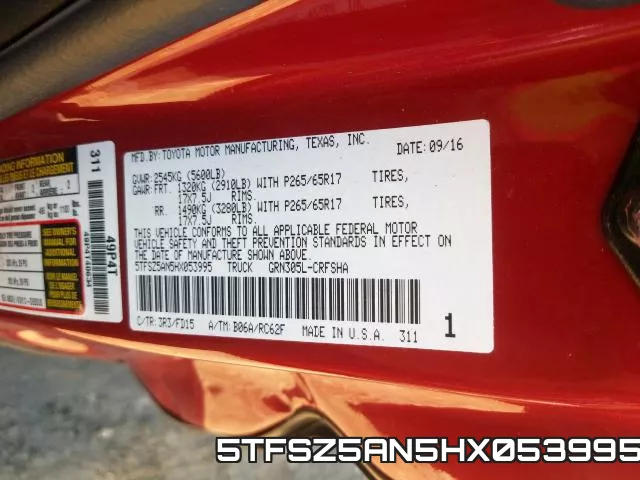 5TFSZ5AN5HX053995 фото 2