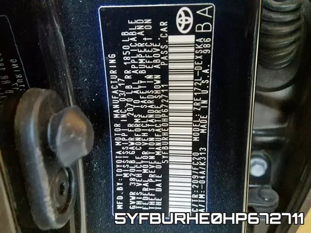 5YFBURHE0HP672711 фото 2
