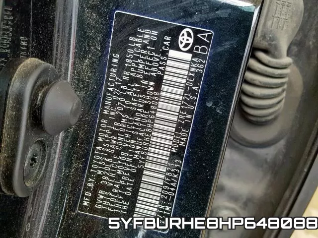 5YFBURHE8HP648088 фото 2