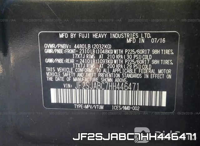 JF2SJABC7HH446471 фото 10