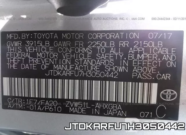 JTDKARFU7H3050442 фото 10