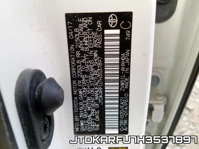 JTDKARFU7H3537897 фото 2