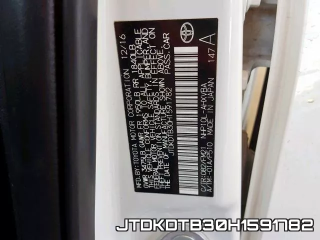 JTDKDTB30H1591782 фото 2