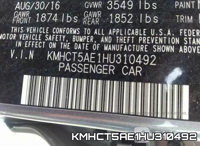 KMHCT5AE1HU310492 фото 10