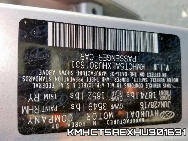KMHCT5AEXHU301631 фото 2