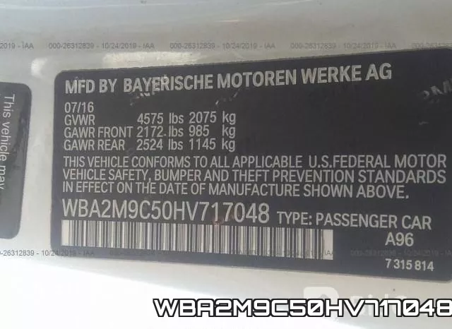 WBA2M9C50HV717048 фото 9