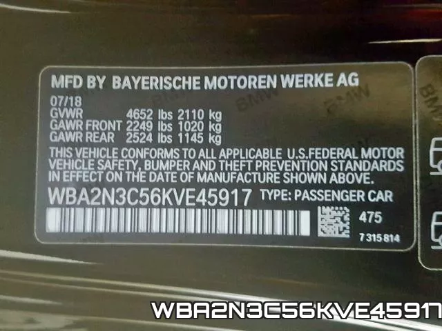 WBA2N3C56KVE45917 фото 2