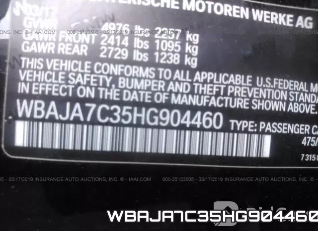 WBAJA7C35HG904460 фото 9