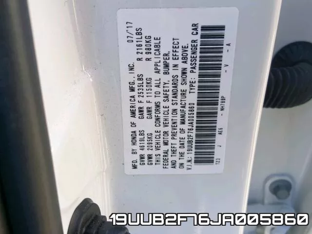 19UUB2F76JA005860 фото 2