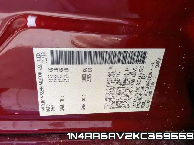 1N4AA6AV2KC369559 фото 2