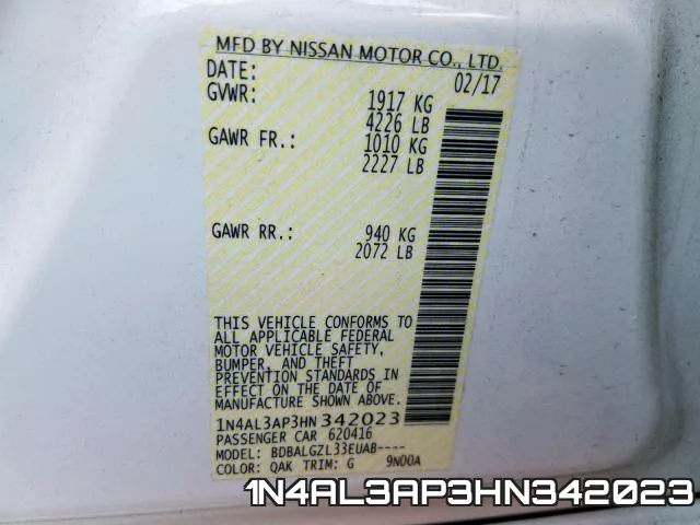 1N4AL3AP3HN342023 фото 2