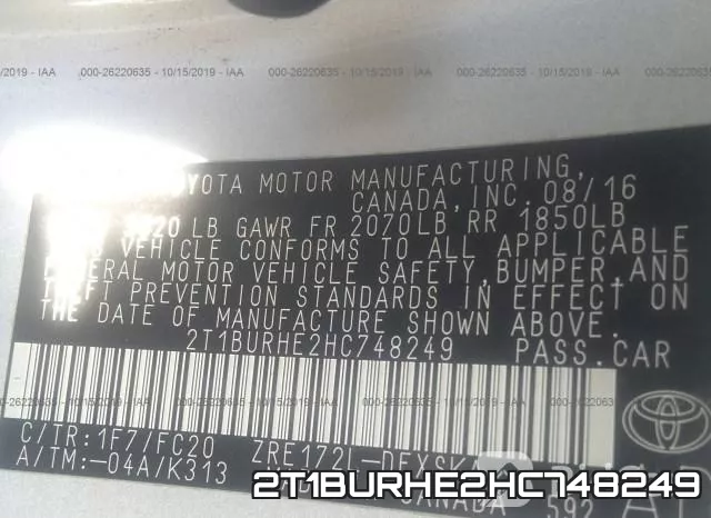 2T1BURHE2HC748249 фото 10