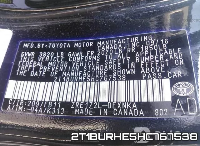 2T1BURHE5HC767538 фото 10