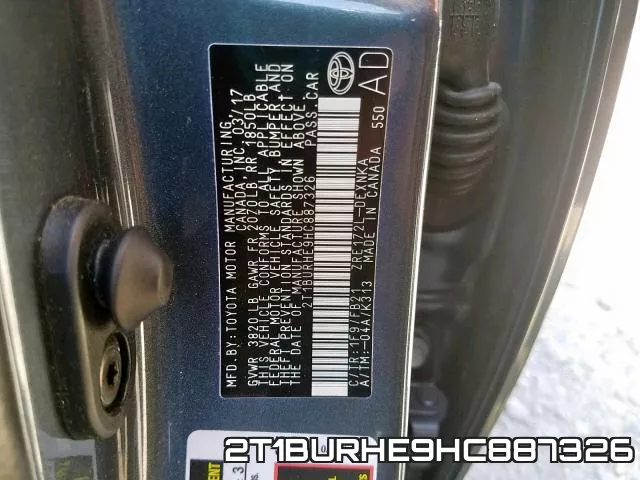2T1BURHE9HC887326 фото 2