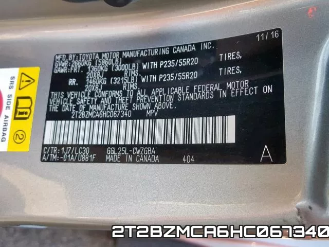 2T2BZMCA6HC067340 фото 2