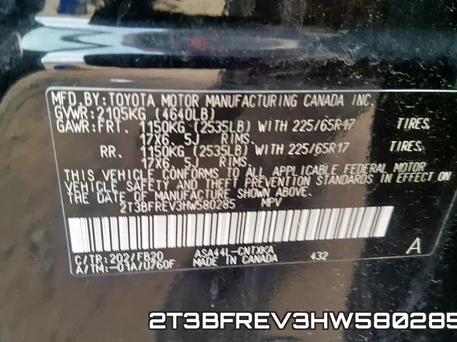 2T3BFREV3HW580285 фото 2