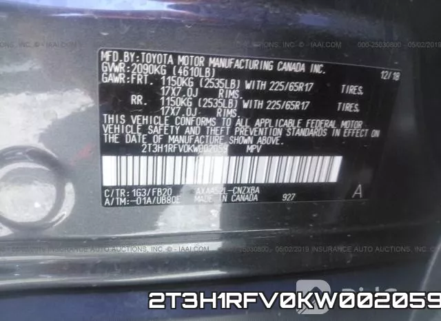 2T3H1RFV0KW002059 фото 10