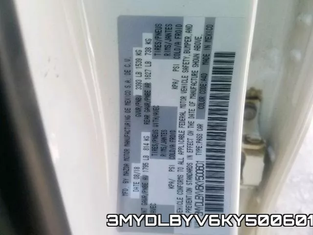 3MYDLBYV6KY500601 фото 2