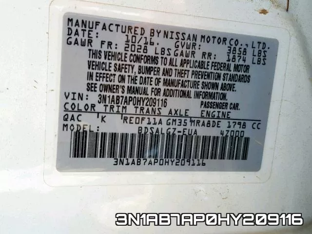 3N1AB7AP0HY209116 фото 2