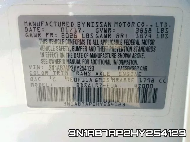 3N1AB7AP2HY254123 фото 2