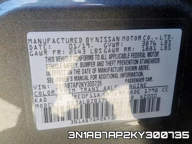 3N1AB7AP2KY300735 фото 2
