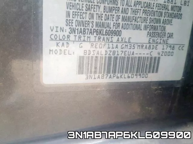 3N1AB7AP6KL609900 фото 2