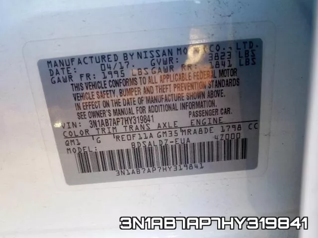 3N1AB7AP7HY319841 фото 2