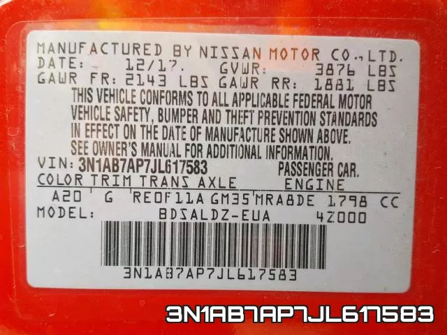 3N1AB7AP7JL617583 фото 2