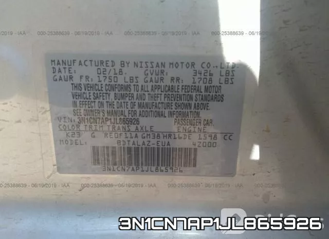 3N1CN7AP1JL865926 фото 7