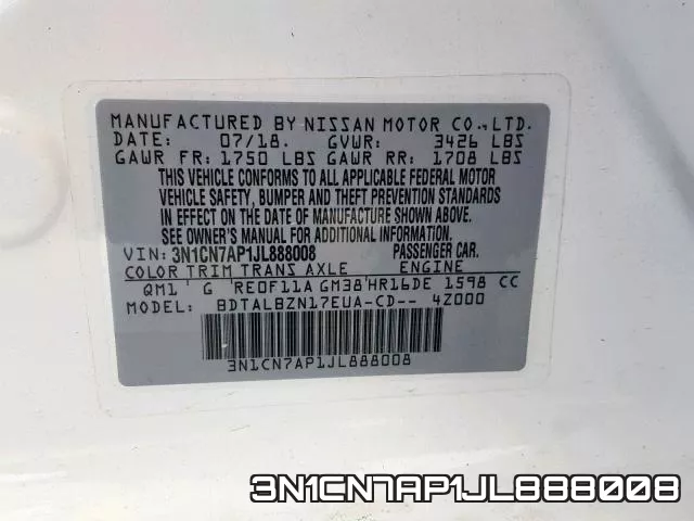 3N1CN7AP1JL888008 фото 2