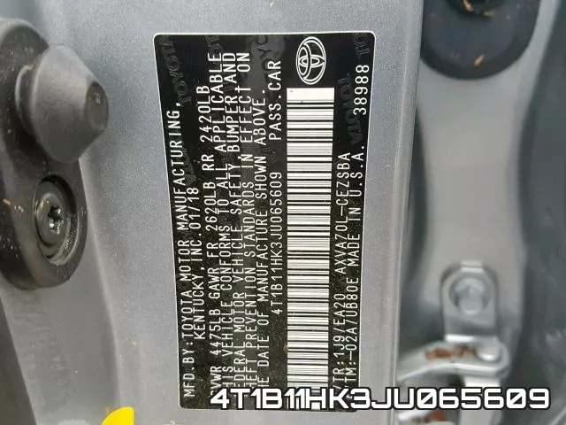 4T1B11HK3JU065609 фото 2