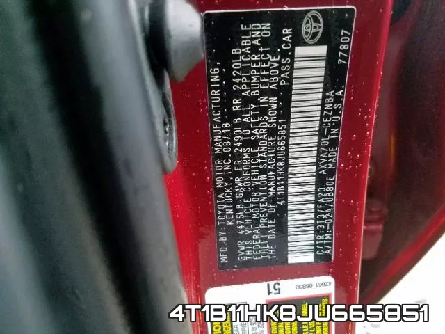 4T1B11HK8JU665851 фото 2