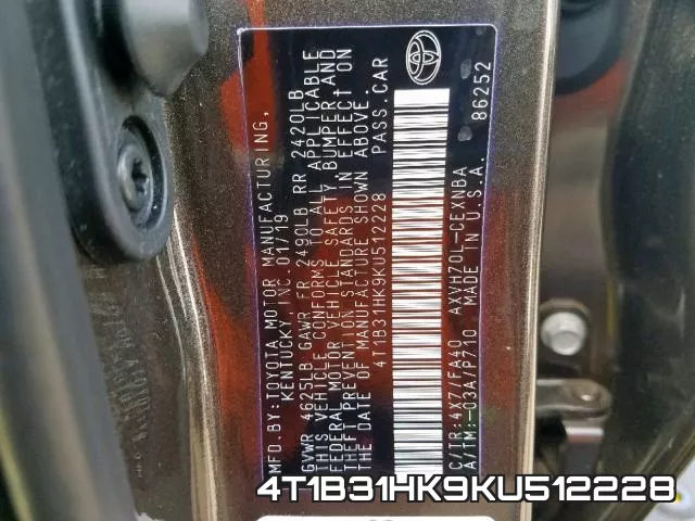 4T1B31HK9KU512228 фото 2