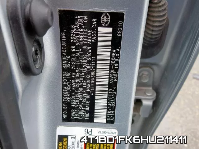 4T1BD1FK6HU211411 фото 2