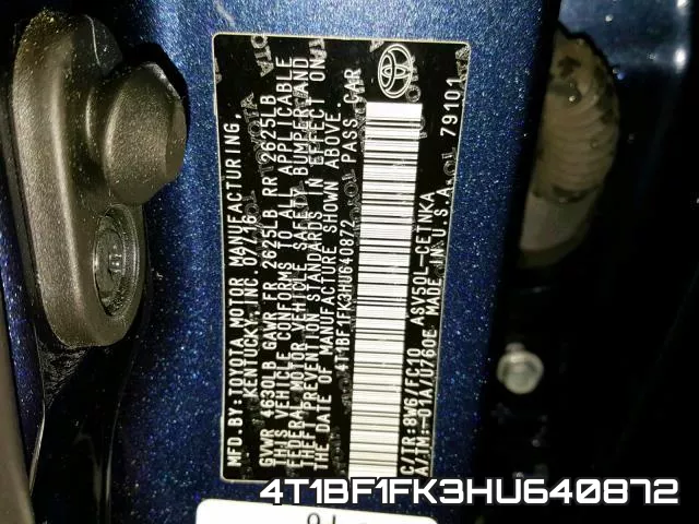 4T1BF1FK3HU640872 фото 2