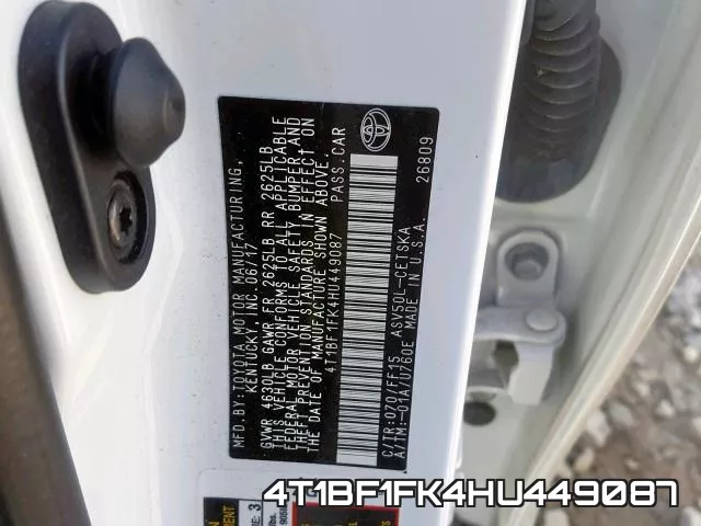 4T1BF1FK4HU449087 фото 2
