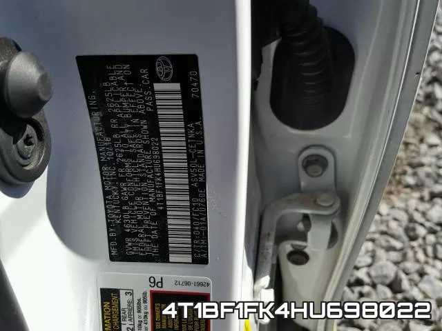 4T1BF1FK4HU698022 фото 2