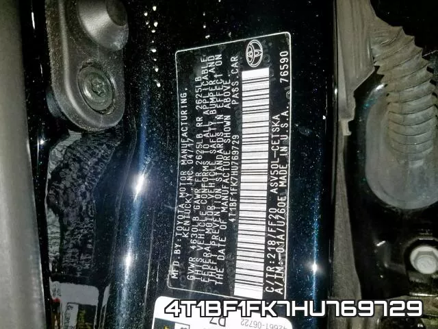 4T1BF1FK7HU769729 фото 2